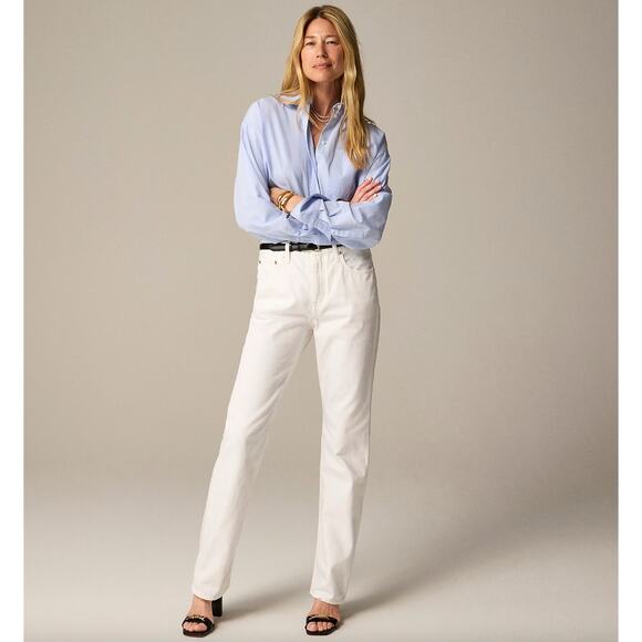 J.Crew Mid Rise Straight Jean 1984 Rigid White Denim Womens Relaxed US 26 NWT - Picture 1 of 14